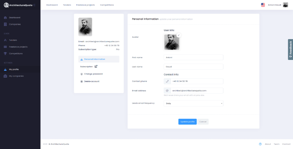 User preferences User preferences